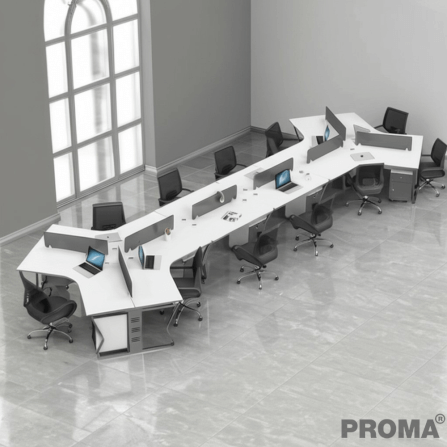 [Pre-order] โต๊ะทำงาน Proma-POD-05 สีขาว/ดำ แบบ 10 ที่นั่ง (มีตู้เอกสาร)_12